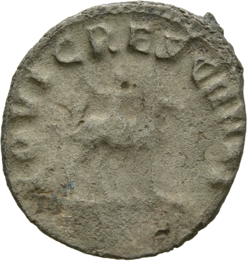 RIC V Valerian II 14 Valerian reverse, Child Jupiter, riding right or left on goat