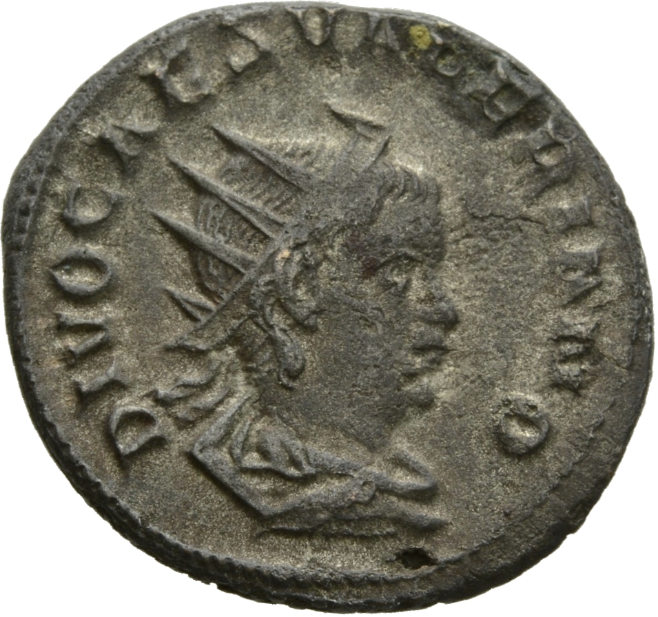 RIC V Valerian II 24a Valerian obverse, Bust of Valerian II, radiate, draped right