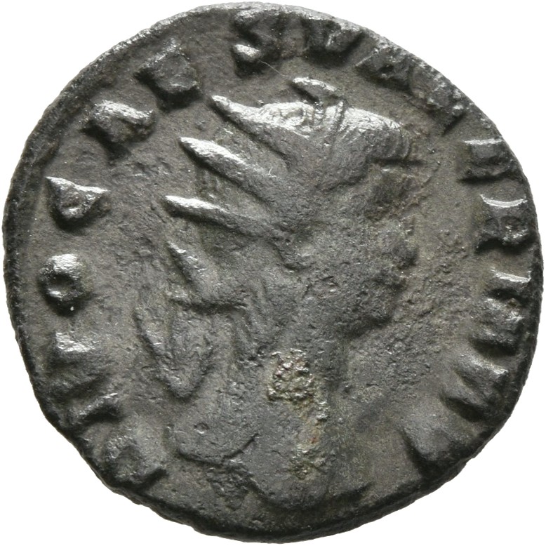 RIC V Valerian II 27 Valerian obverse, Drapierte Büste des Valerianus II. mit Strahlenkrone in der Brustansicht nach r.