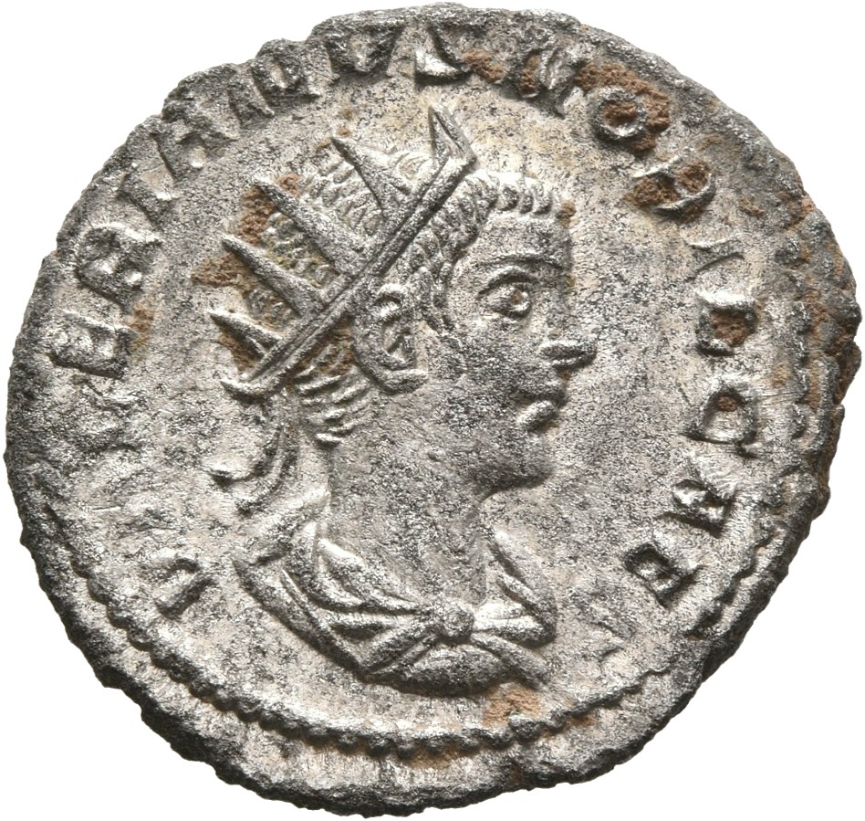 RIC V Valerian II 49a Valerian obverse, Bust of Valerian II, radiate, draped, right