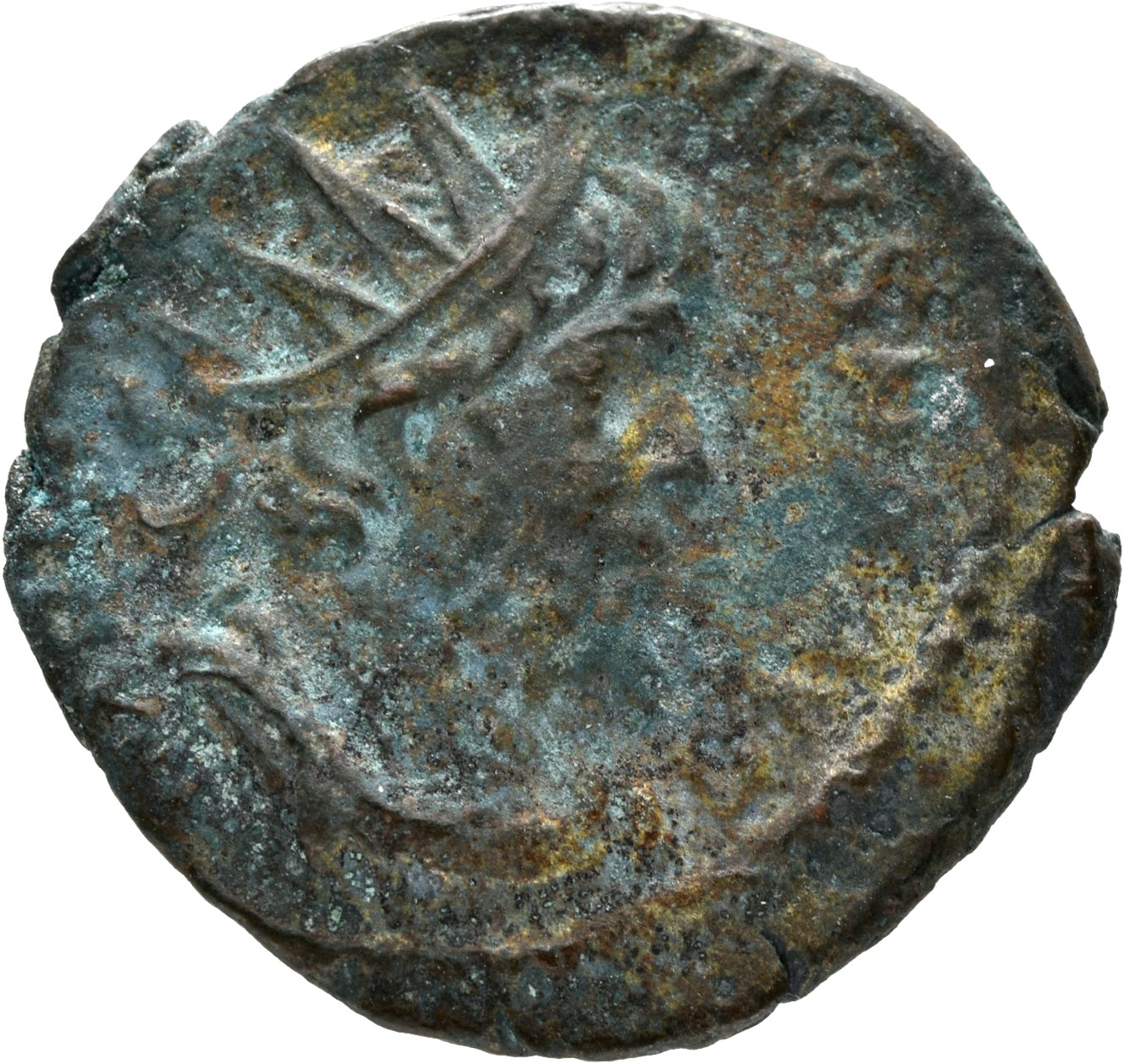 RIC V Victorinus 108 Victorinus obverse, Bust of Victorinus, radiate, draped, right