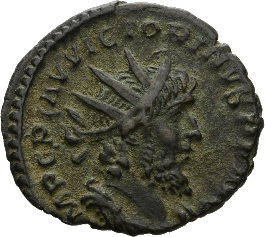 RIC V Victorinus 109 Victorinus obverse, Bust of Victorinus, radiate, draped, right