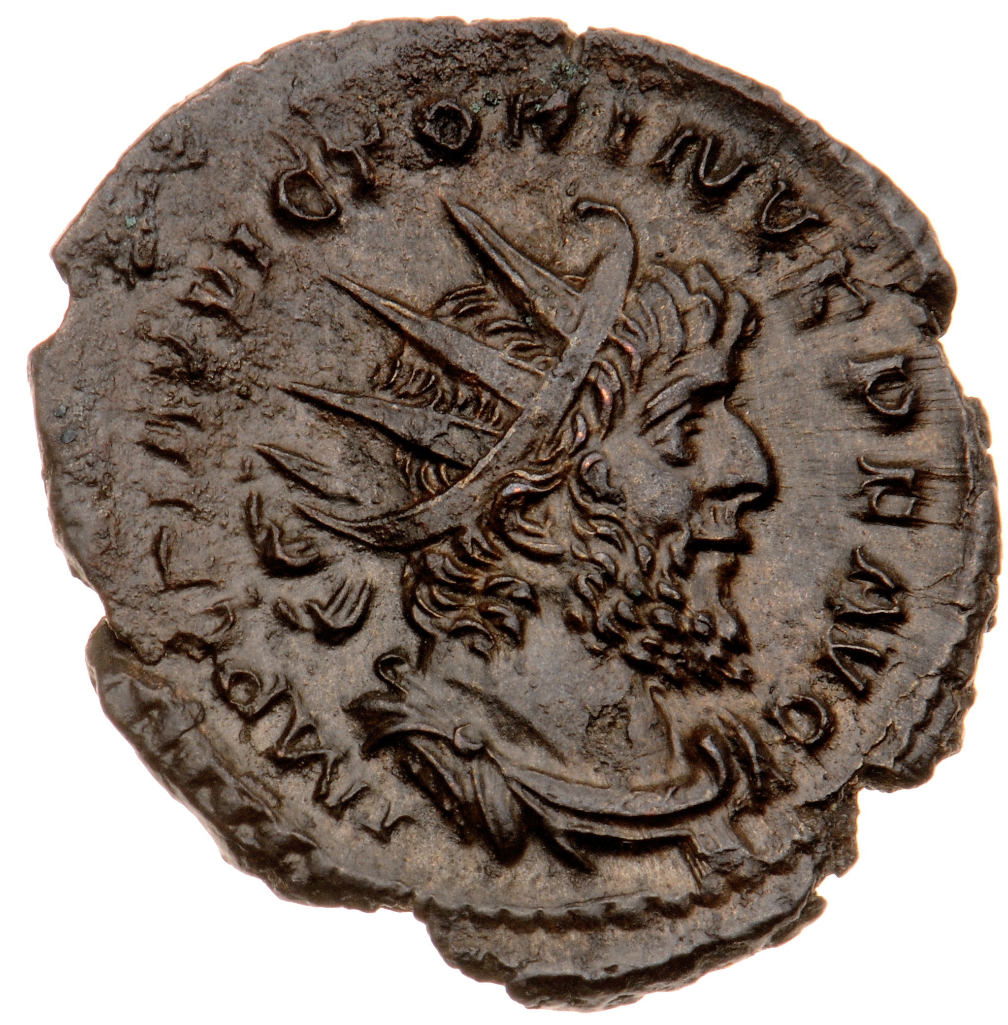 RIC V Victorinus 113 Victorinus obverse, Bust of Victorinus, radiate, draped, right, or bust of Victorinus, radiate, drape...