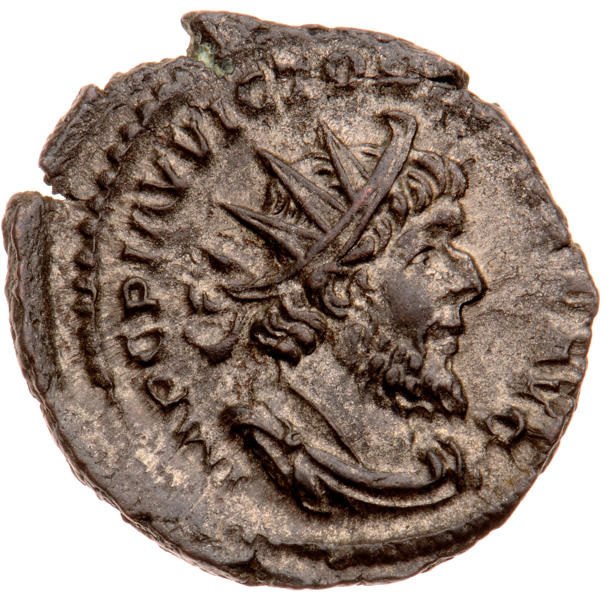 RIC V Victorinus 113 Victorinus obverse — Bust of Victorinus, radiate, draped, right, or bust of Victorinus, radiate, drap...