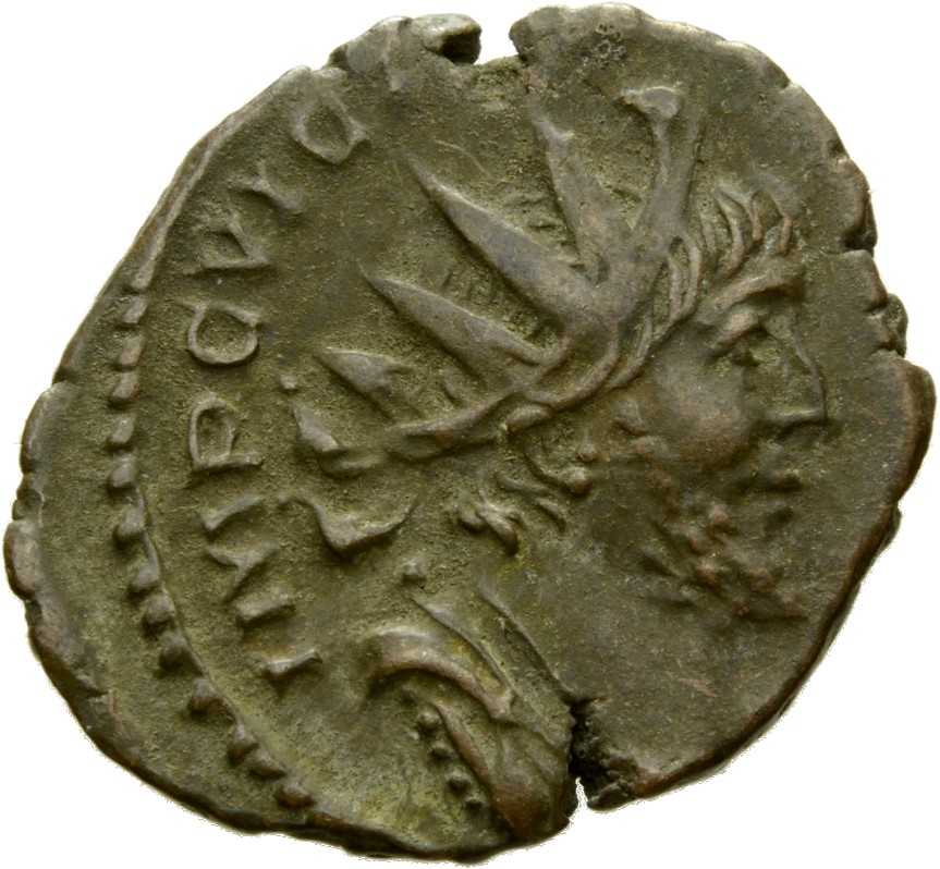 RIC V Victorinus 114 Victorinus obverse, Bust of Victorinus, radiate, draped, right, or bust of Victorinus, radiate, drape...
