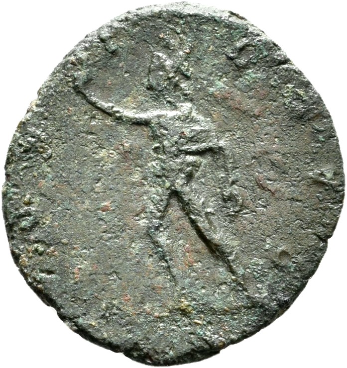 RIC V Victorinus 114 Victorinus reverse — Sol, walking left, raising right hand and holding whip in left hand