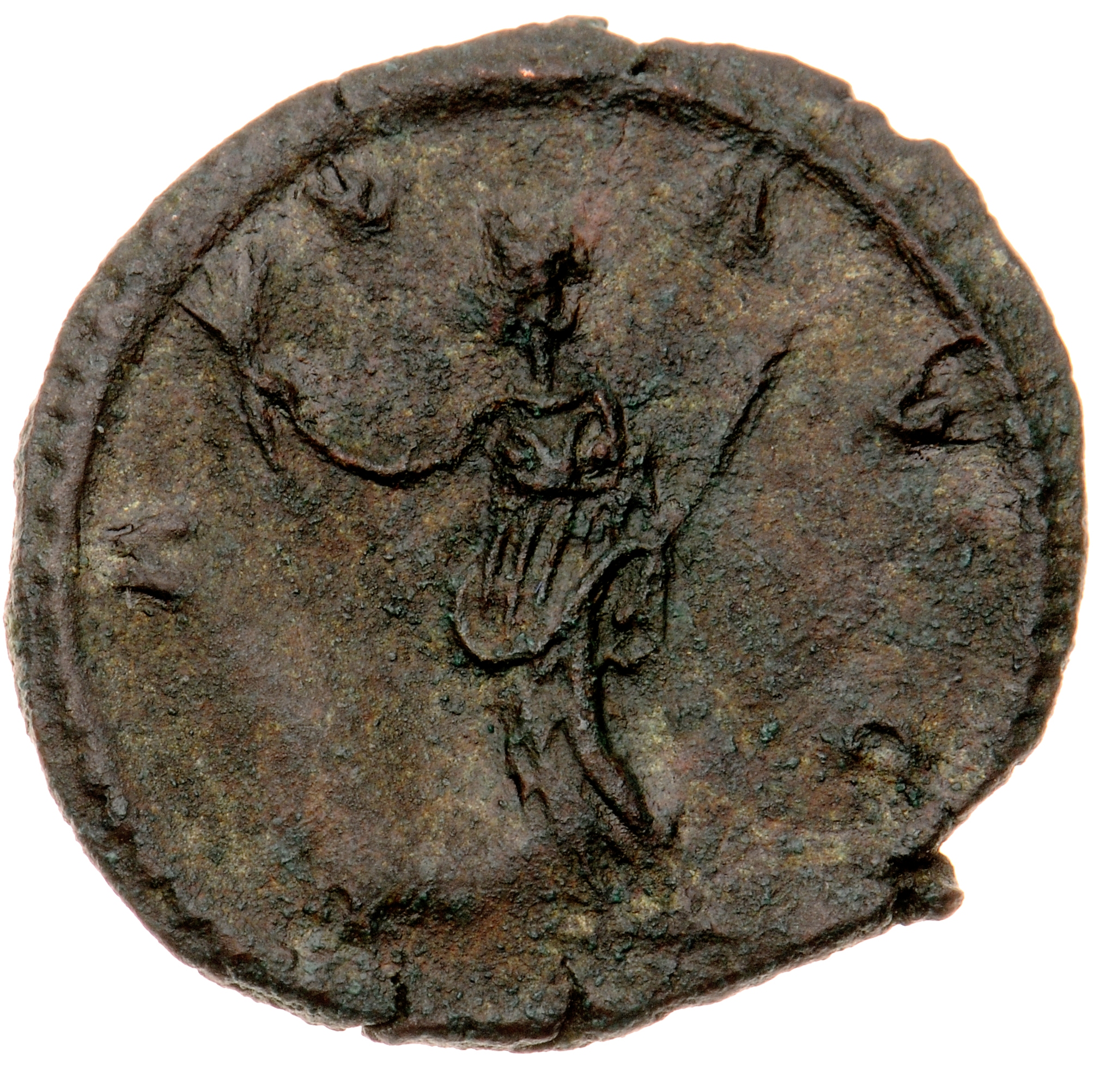 RIC V Victorinus 116 Victorinus reverse — Pax, draped, standing left, holding olive-branch in right hand and sceptre in le...