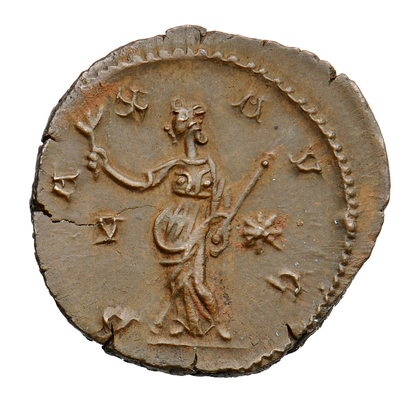 RIC V Victorinus 117 Victorinus reverse, Pax, draped, standing left, holding olive-branch in right hand and sceptre in lef...
