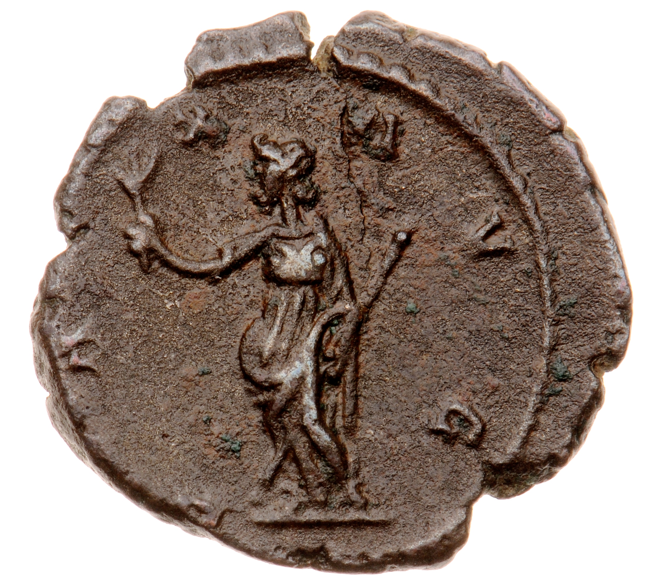 RIC V Victorinus 117 Victorinus reverse — Pax, draped, standing left, holding olive-branch in right hand and sceptre in le...