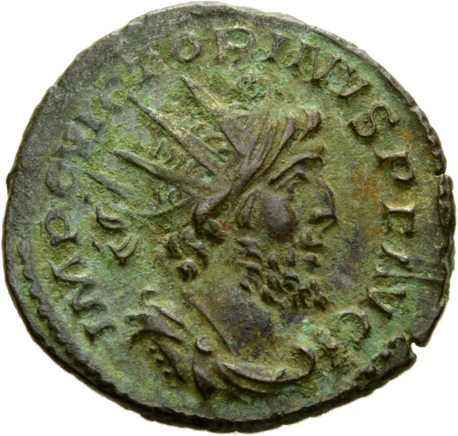 RIC V Victorinus 118 Victorinus obverse, Bust of Victorinus, radiate, draped, right, or bust of Victorinus, radiate, drape...