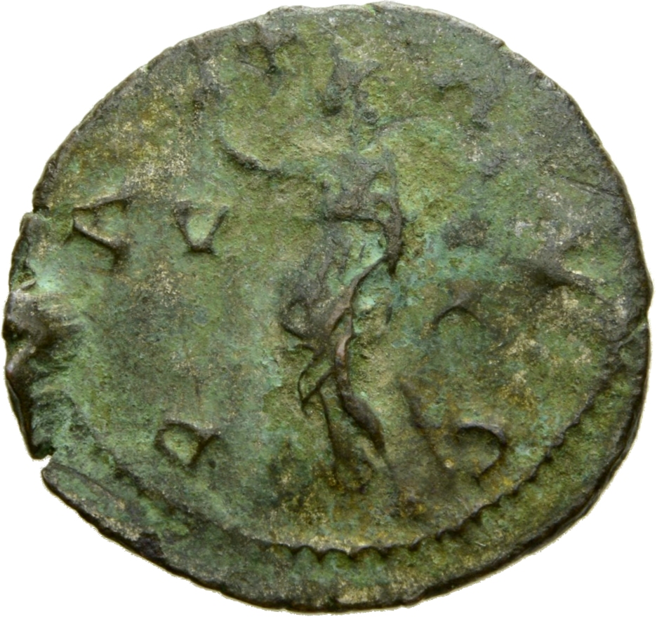 RIC V Victorinus 118 Victorinus reverse, Pax, draped, standing left, holding olive-branch in right hand and sceptre in lef...