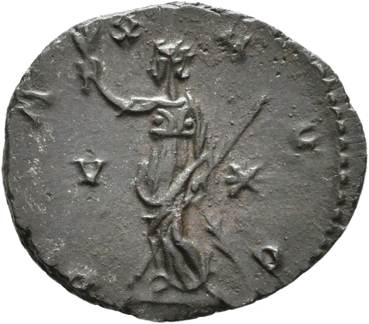 RIC V Victorinus 118 Victorinus reverse — Pax, draped, standing left, holding olive-branch in right hand and sceptre in le...