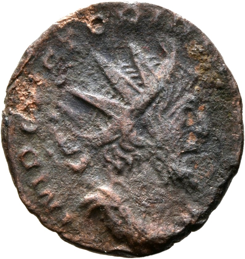 RIC V Victorinus 122 Victorinus obverse — Bust of Victorinus, radiate, cuirassed, right