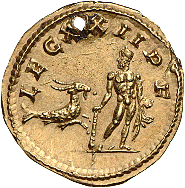 RIC V Victorinus 23 Victorinus reverse, Hercules, standing front, head left, holding club in right hand and lion's skin in...