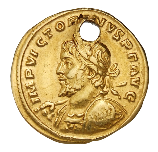 RIC V Victorinus 3 Victorinus obverse, Half-length bust of Victorinus, laureate, cuirassed, left, holding spear in right h...