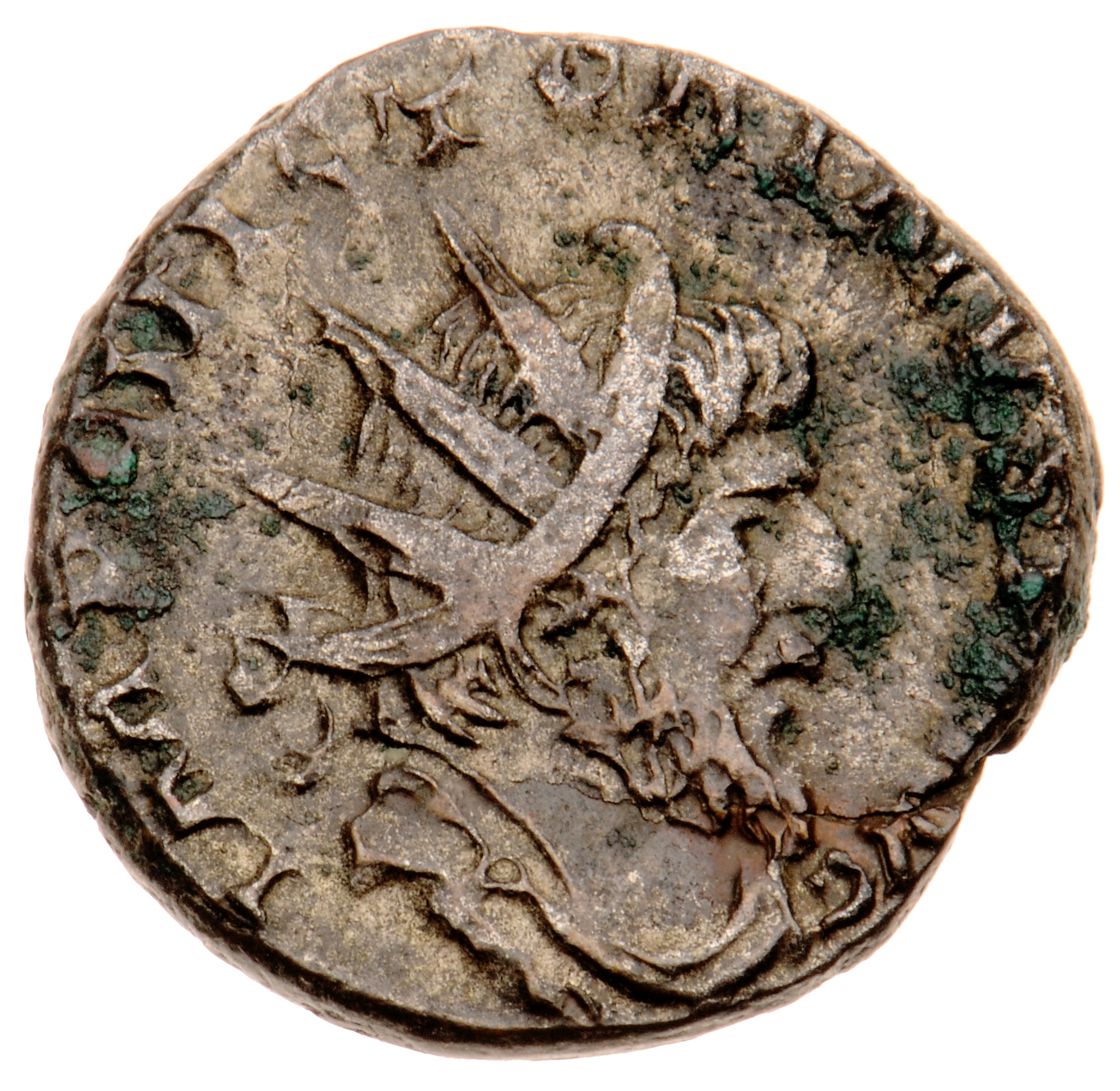 RIC V Victorinus 50 Victorinus obverse — Bust of Victorinus, radiate, draped, right, or bust of Victorinus, radiate, drape...