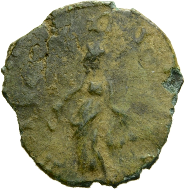 RIC V Victorinus 51 Victorinus reverse, Laetitia, draped, standing left, holding wreath in right hand and anchor in left hand