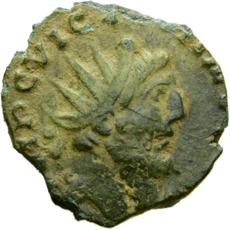 RIC V Victorinus 51 Victorinus obverse, Bust of Victorinus, radiate, draped, cuirassed, right