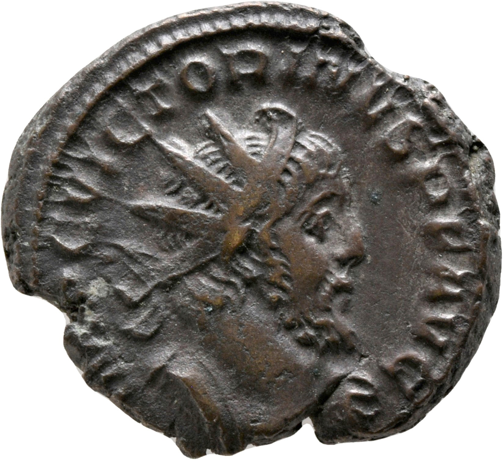 RIC V Victorinus 59 Victorinus obverse, Bust of Victorinus, radiate, draped, right