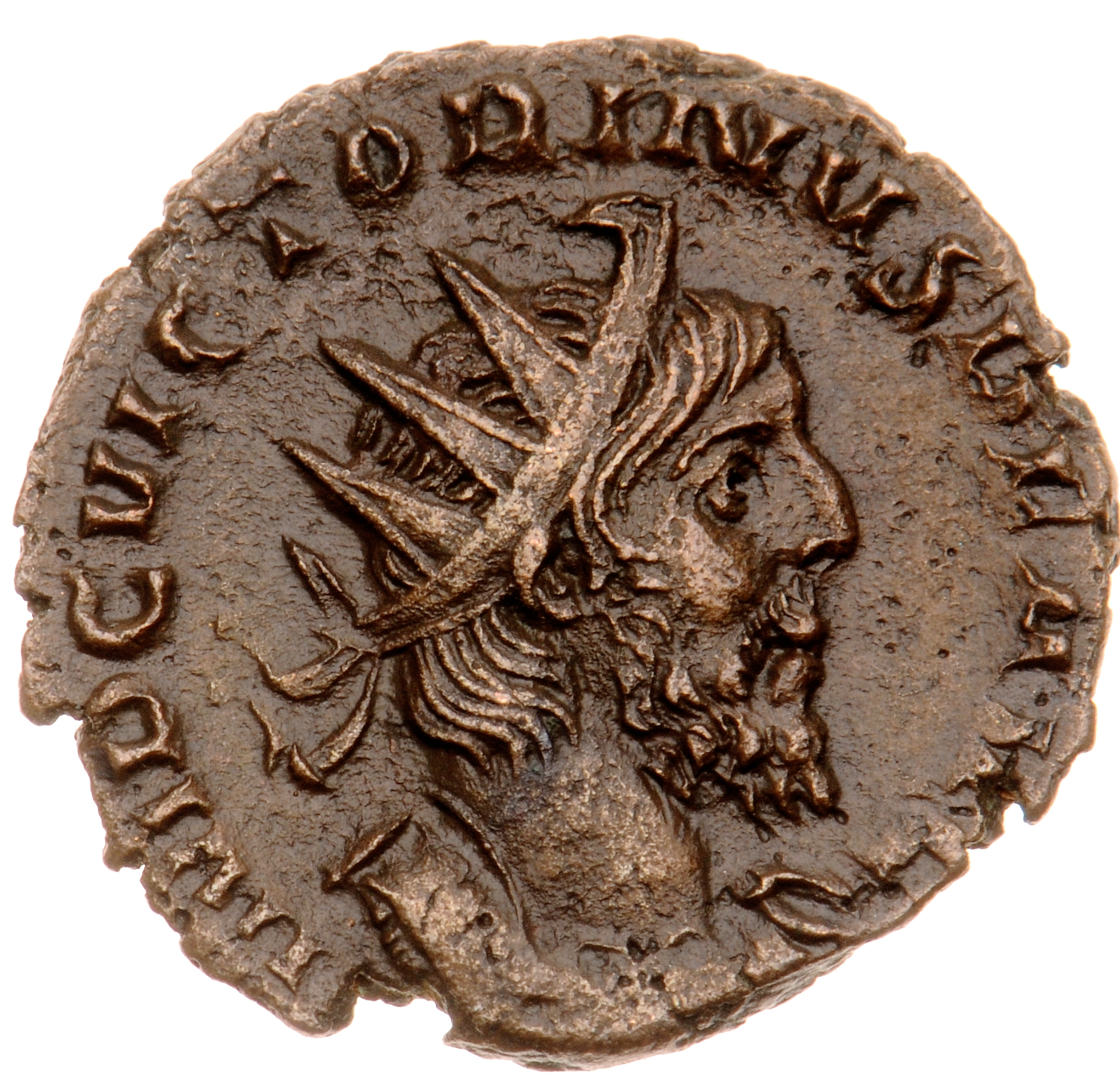 RIC V Victorinus 61 Victorinus obverse — Bust of Victorinus, radiate, draped, right, or bust of Victorinus, radiate, drape...