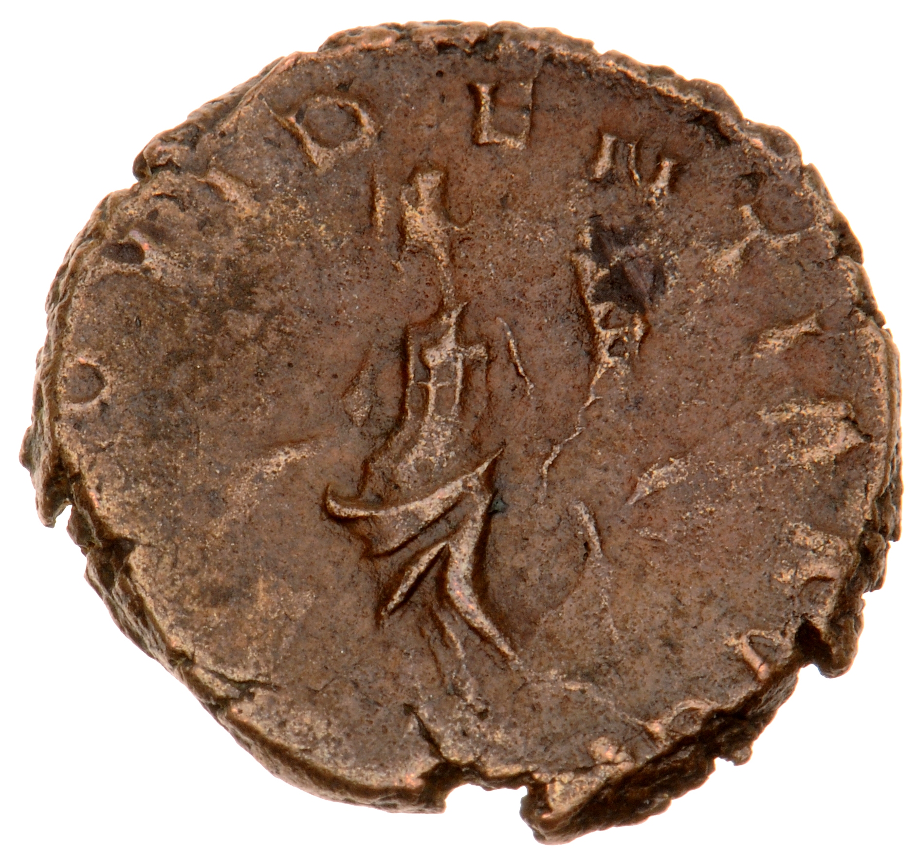 RIC V Victorinus 61 Victorinus reverse — Providentia, draped, standing left, holding baton in right hand and sceptre in le...