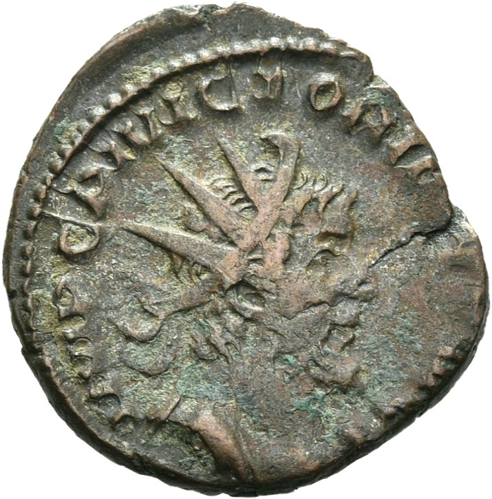 RIC V Victorinus 65 Victorinus obverse, Bust of Victorinus, radiate, cuirassed, right