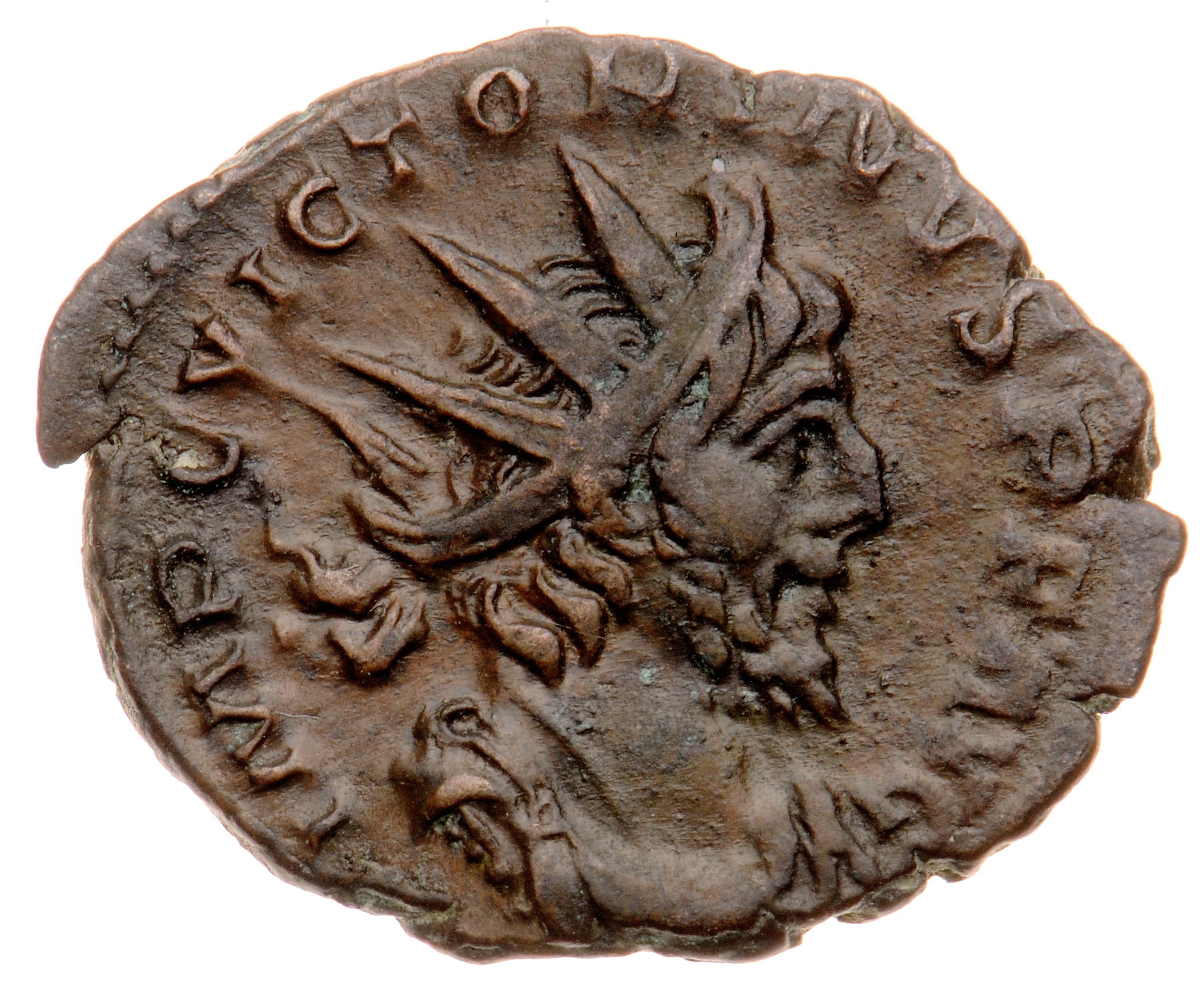RIC V Victorinus 71 Victorinus obverse — Bust of Victorinus, radiate, draped, right, or bust of Victorinus, radiate, drape...