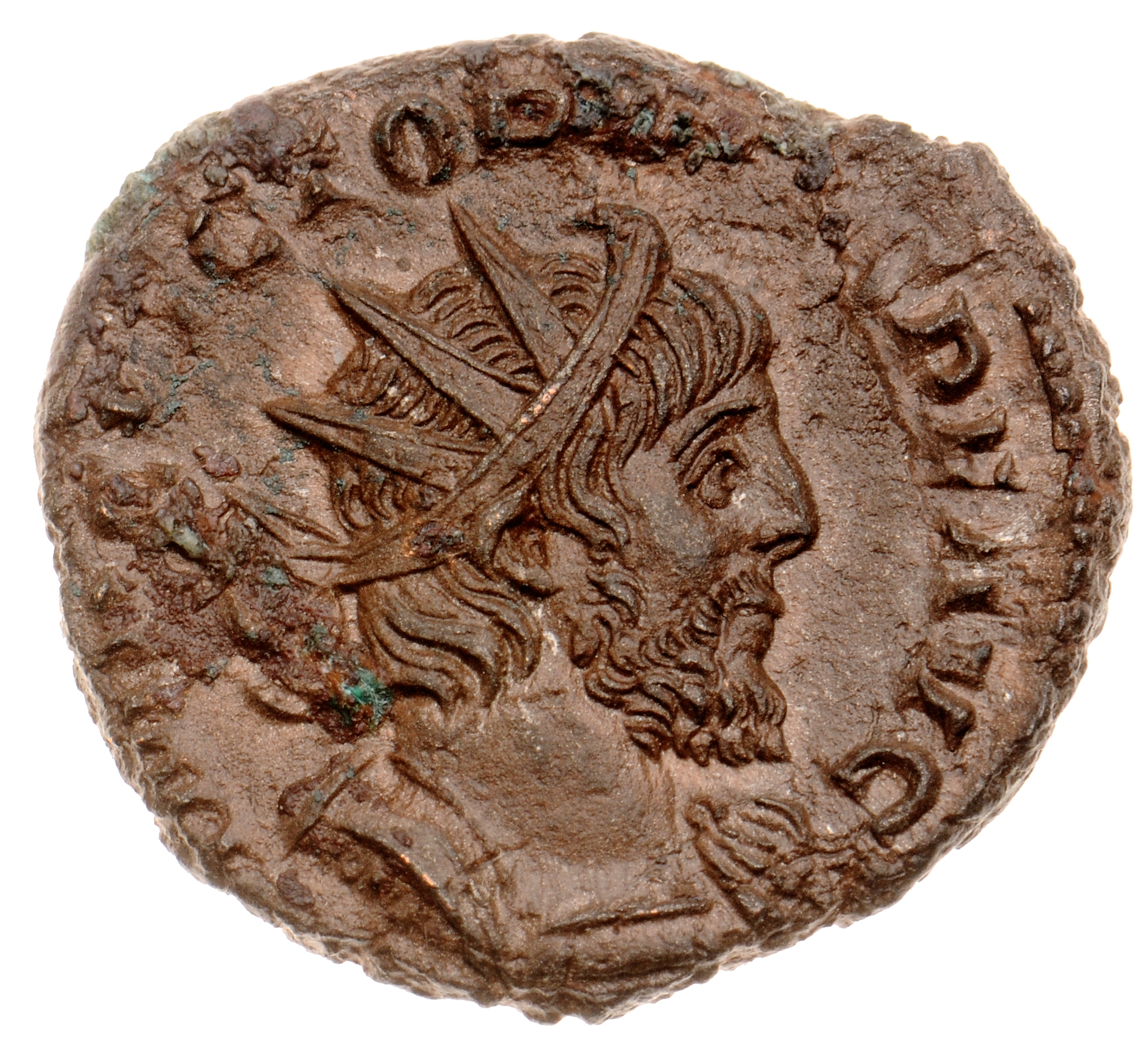 RIC V Victorinus 75 Victorinus obverse — Bust of Victorinus, radiate, draped, right, or bust of Victorinus, radiate, drape...