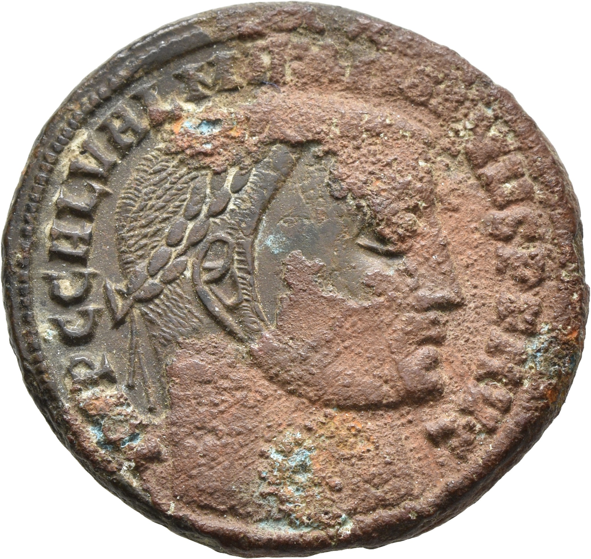 RIC VI Alexandria 107c Maximinus Daia obverse, Head of Maximinus Daia, laureate, right; ties parallel, with rounded trunca...
