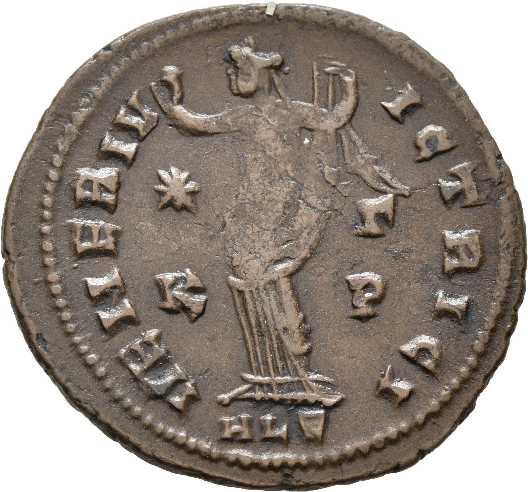 RIC VI Alexandria 122 Maximinus Daia reverse, Venus, draped, standing front, head left, holding up apple with right hand, ...