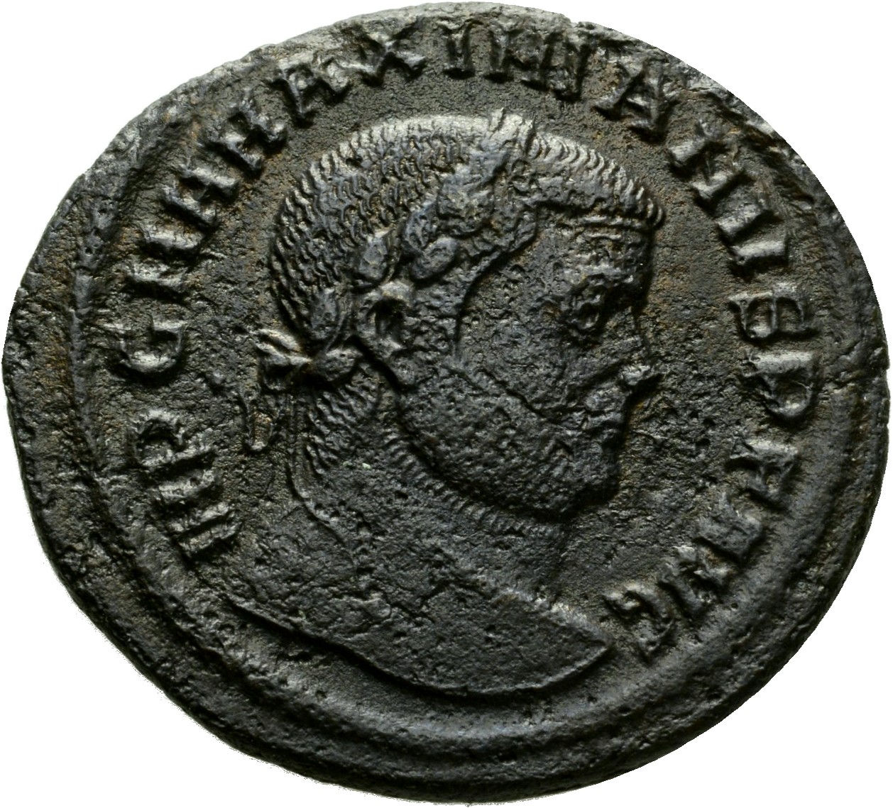 RIC VI Alexandria 16b Diocletian obverse — Head of Maximian, laureate, right