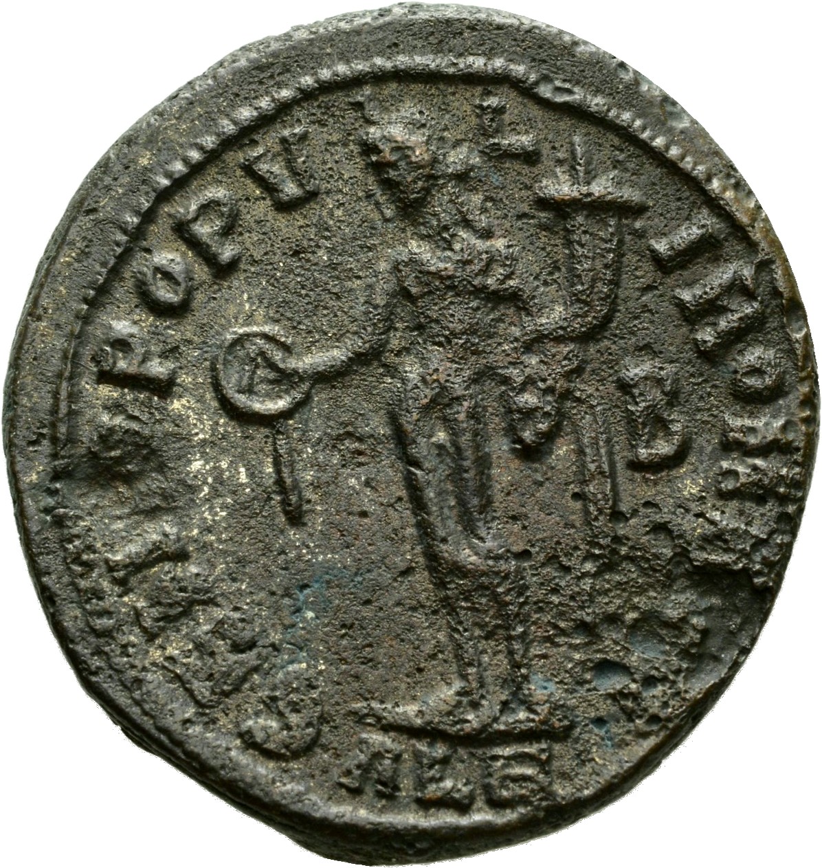 RIC VI Alexandria 26b Diocletian reverse, Genius, wearing modius, nude, chlamys draped over left shoulder, standing left, ...