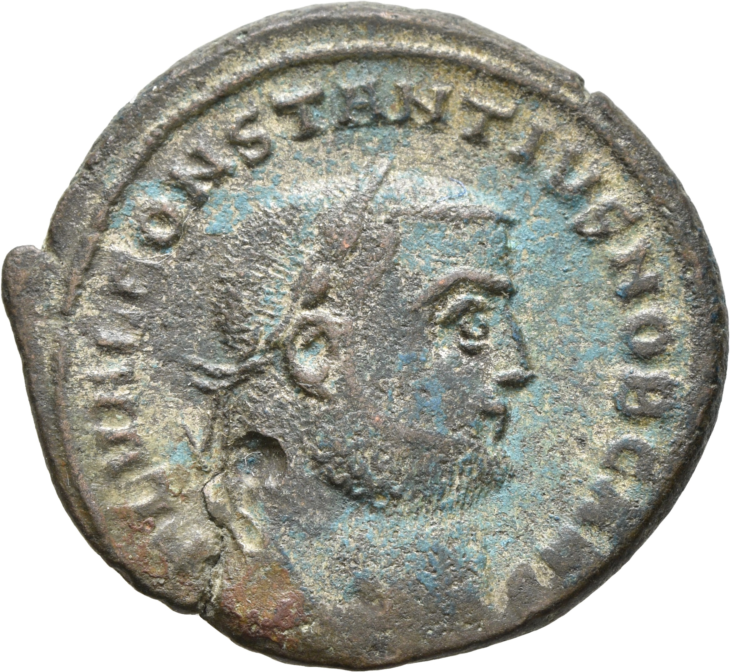 RIC VI Alexandria 31a Diocletian obverse, Head of Constantius Chlorus, laureate, right