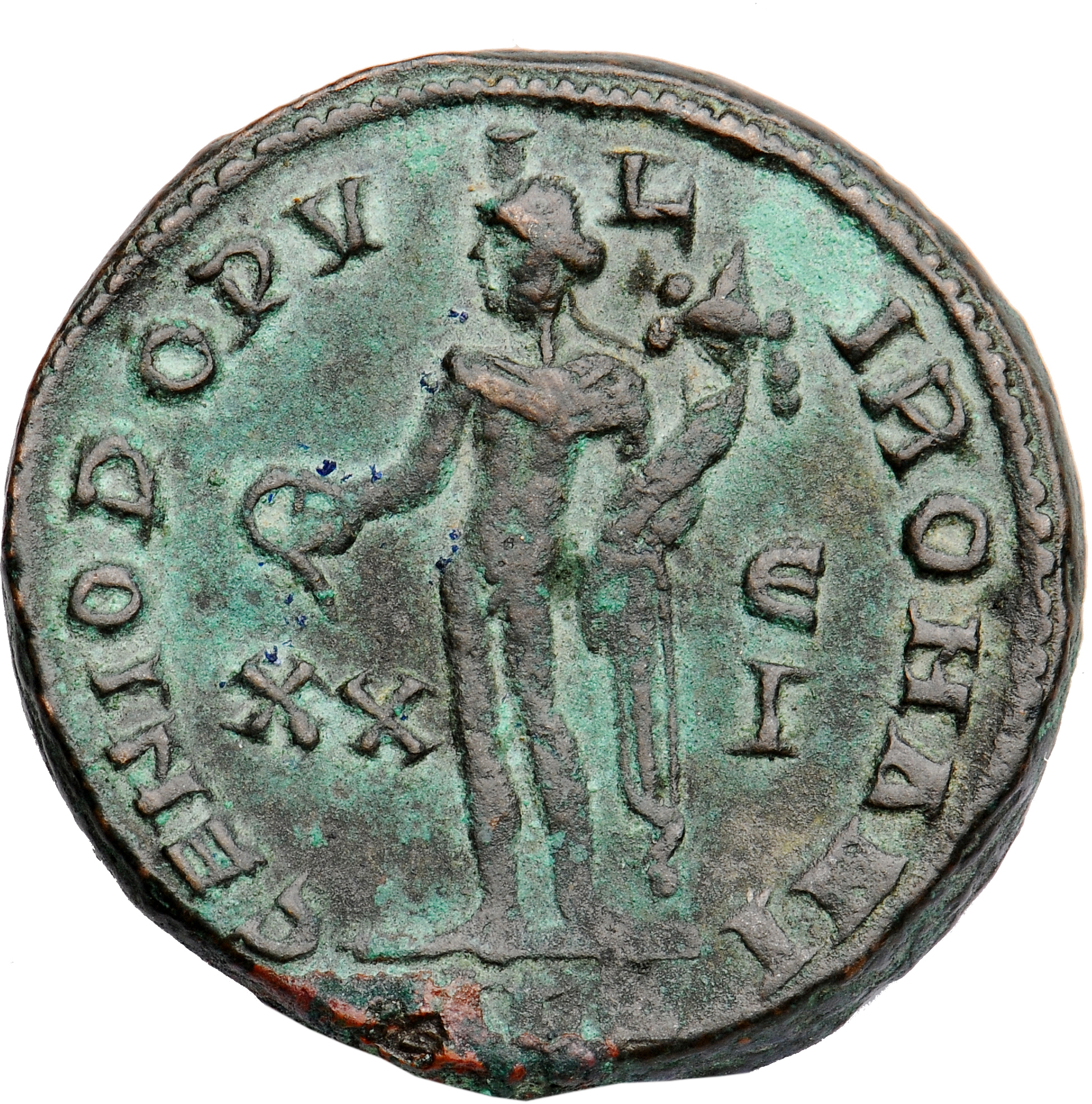 RIC VI Alexandria 32b Diocletian reverse, Genius, wearing modius, nude, chlamys draped over left shoulder, standing left, ...