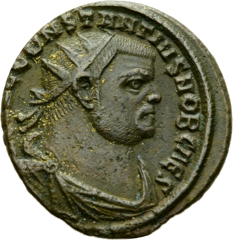RIC VI Alexandria 48a Diocletian obverse, Bust of Constantius Chlorus, radiate, draped, cuirassed, right