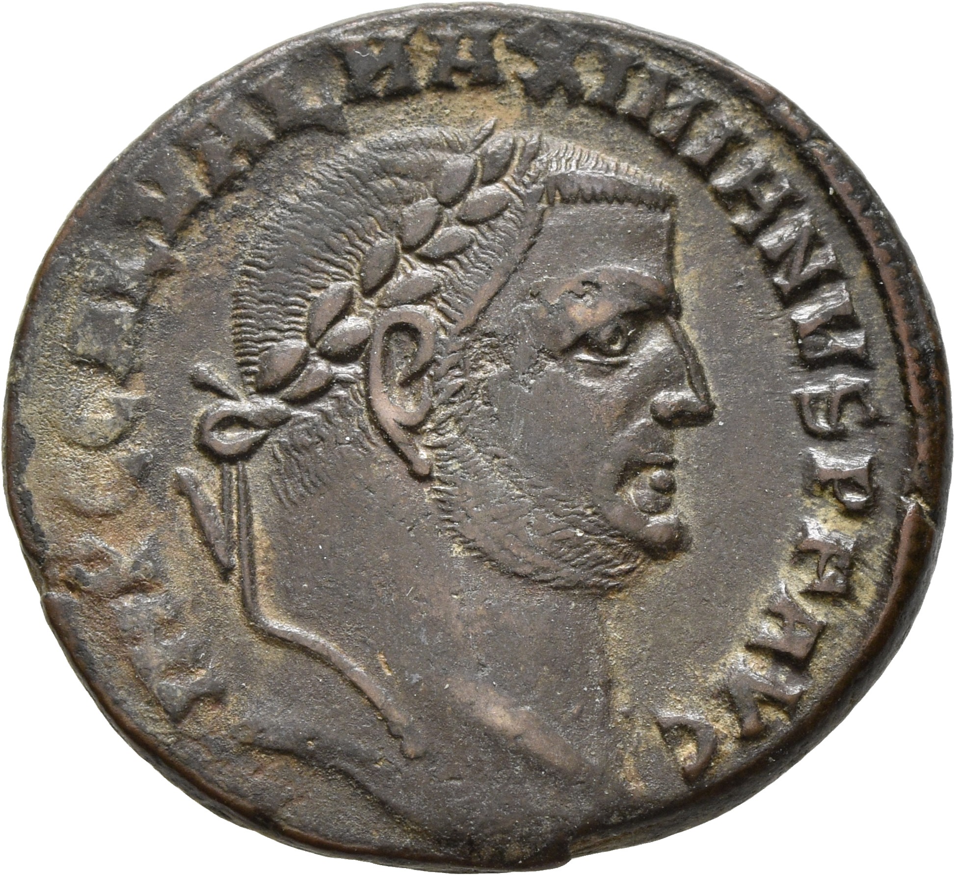 RIC VI Alexandria 72 Maximinus Daia obverse, Head of Galerius, laureate, right