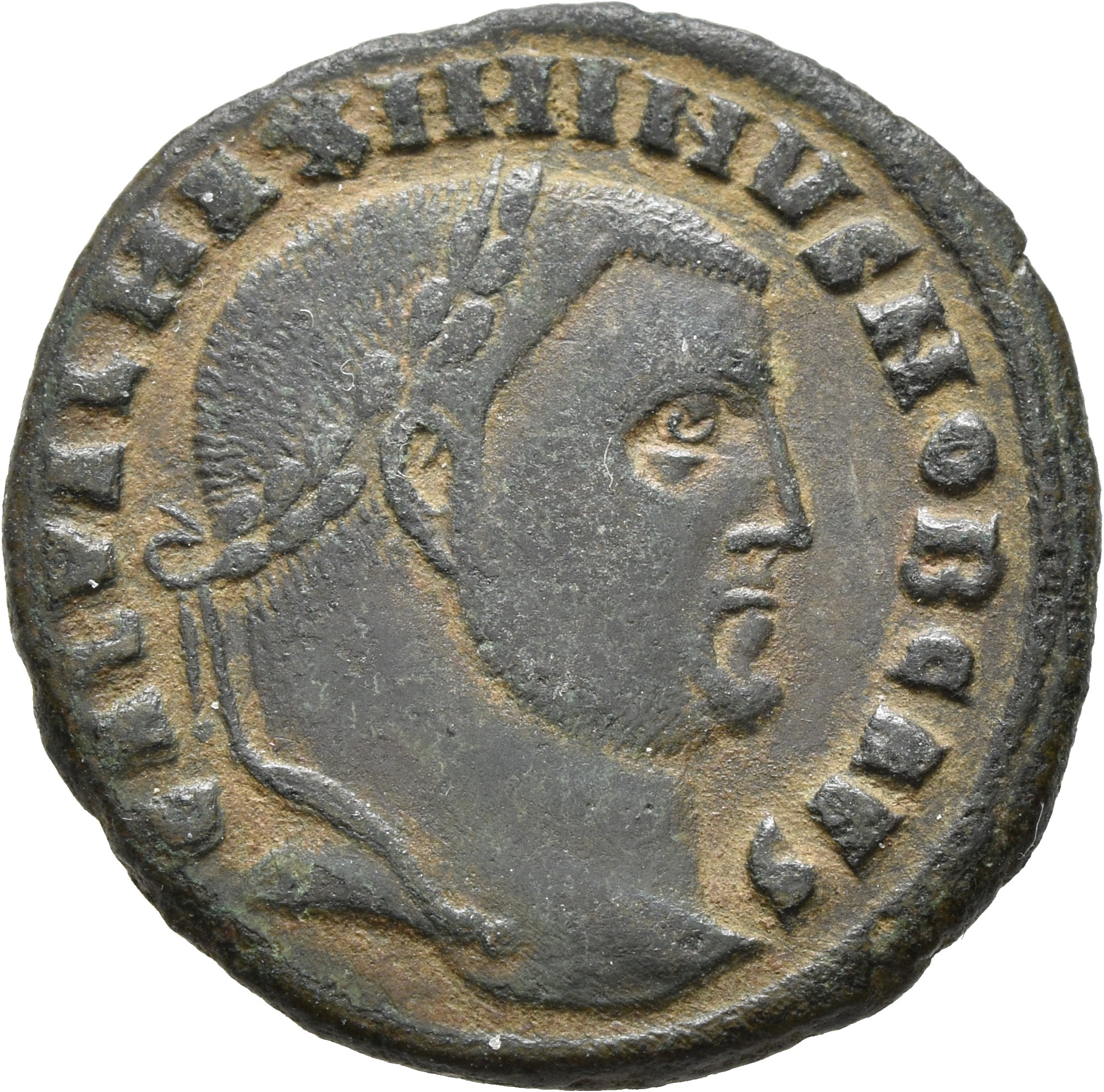 RIC VI Alexandria 78 Maximinus Daia obverse, Head of Maximinus Daia, laureate, right