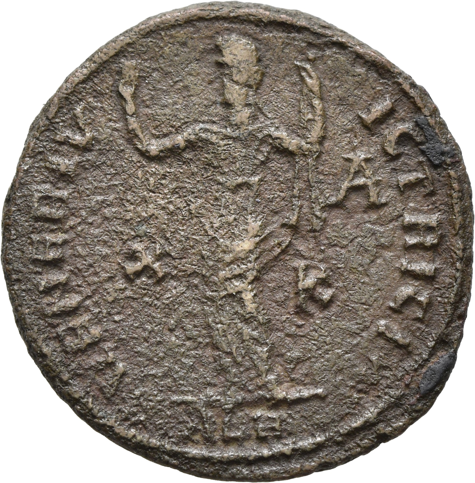RIC VI Alexandria 81 Maximinus Daia reverse, Venus, draped, standing front, head left, holding up apple with right hand, r...