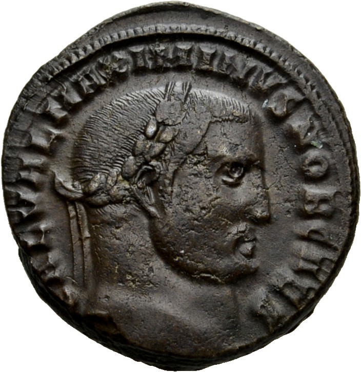 RIC VI Antioch 103 Maximinus Daia obverse, Head of Maximinus Daia, laureate, right