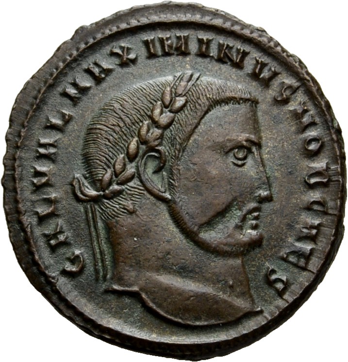 RIC VI Antioch 118a Maximinus Daia obverse, Head of Maximinus Daia, laureate, right
