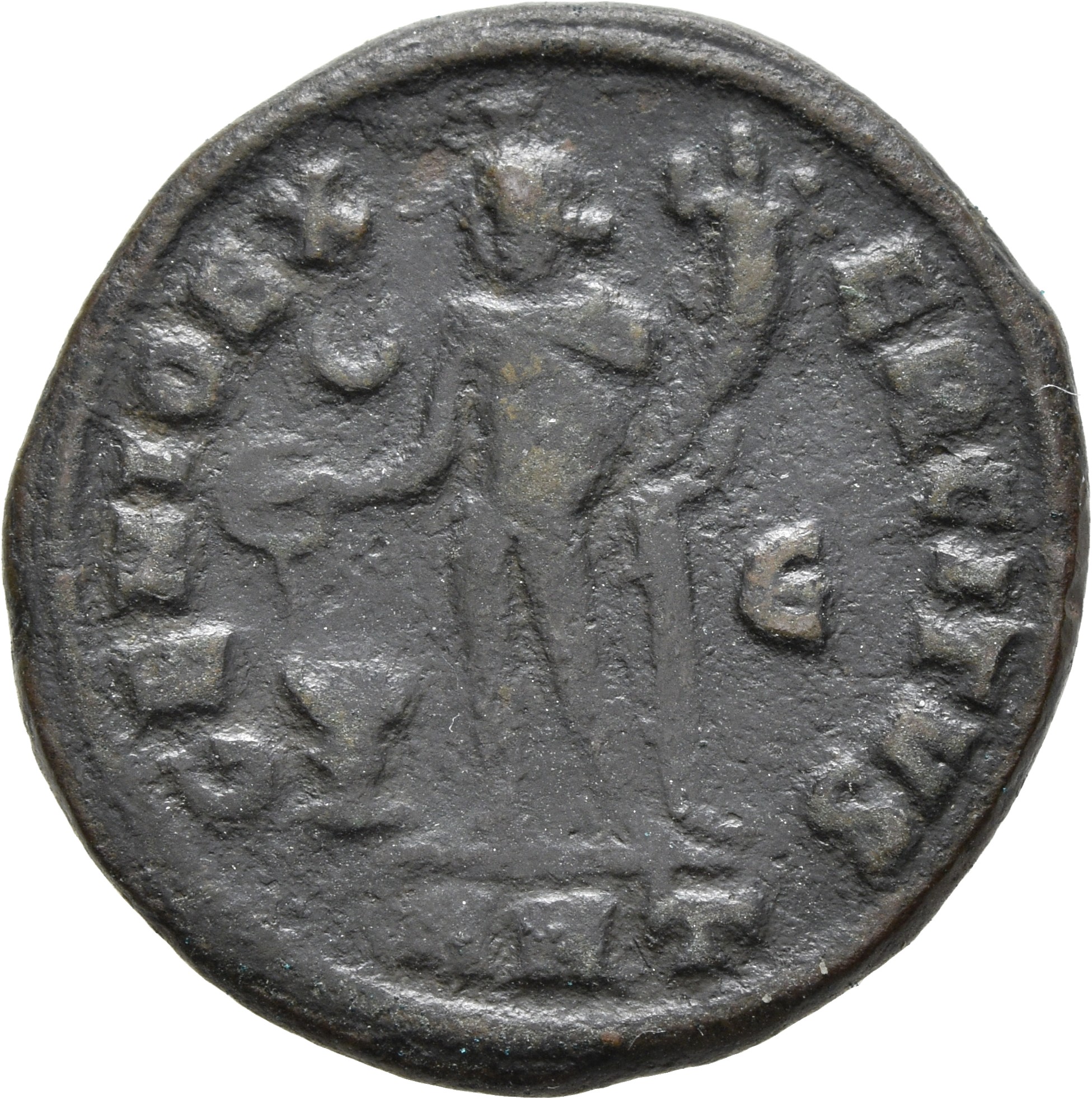 RIC VI Antioch 147c Maximinus Daia reverse, Genius, wearing modius, nude, chlamys draped over left shoulder, standing left...