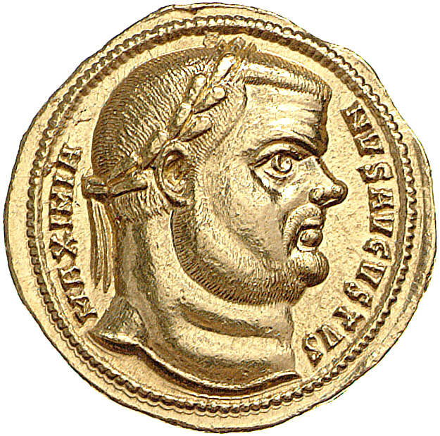 RIC VI Antioch 17 Diocletian obverse, Head of Maximian, laureate, right