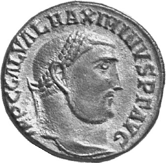 RIC VI Antioch 170b Maximinus Daia obverse, Head of Maximinus Daia, laureate, right
