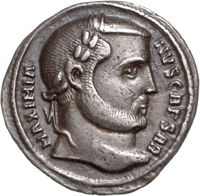 RIC VI Antioch 33b Diocletian obverse, Head of Galerius, laureate, right