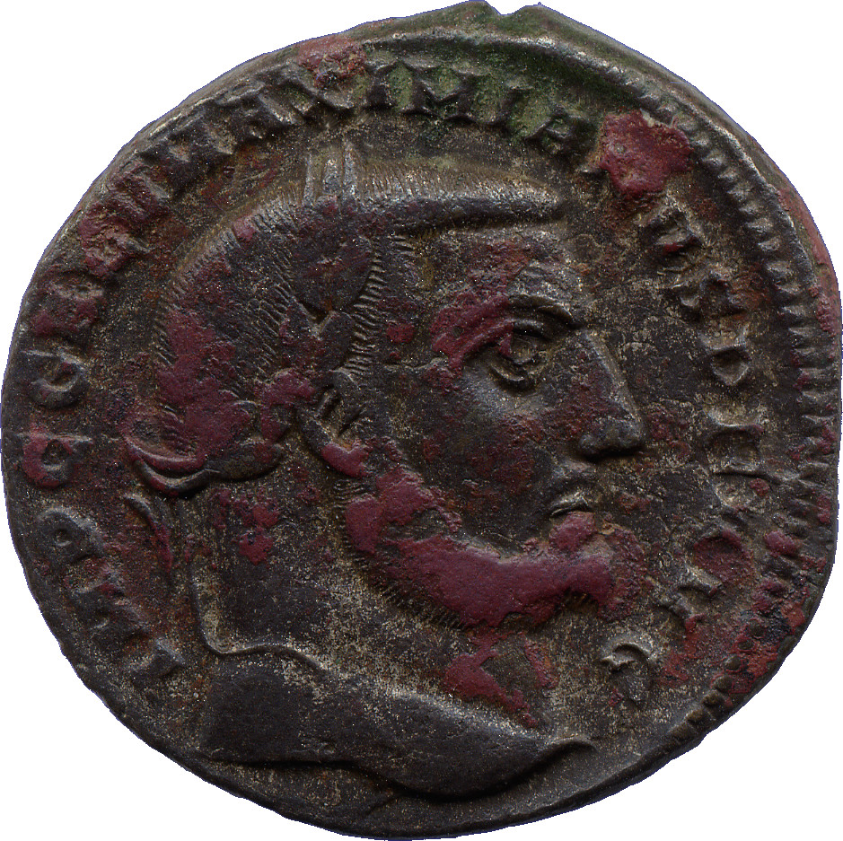RIC VI Antioch 70b Maximinus Daia obverse, Head of Galerius, laureate, right