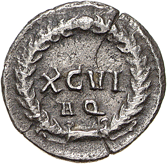 RIC VI Aquileia 16a Maximian reverse, XCVI / AQ within a wreath