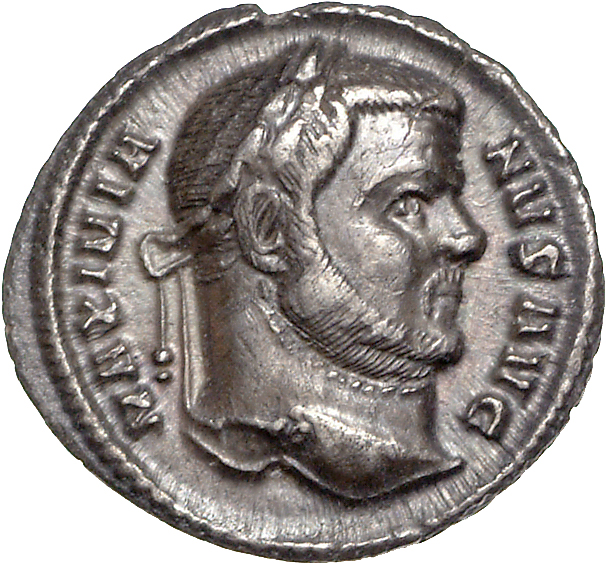 RIC VI Aquileia 16b Maximian obverse, Head of Maximian, laureate, right
