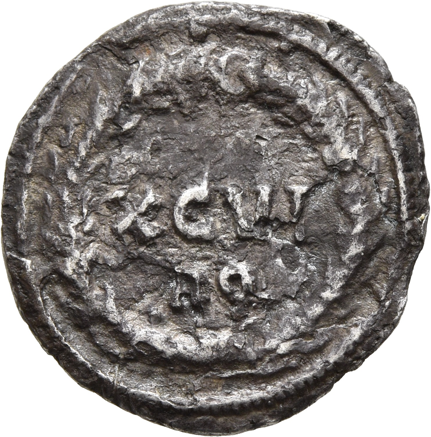 RIC VI Aquileia 16b Maximian reverse — XCVI / AQ within a wreath