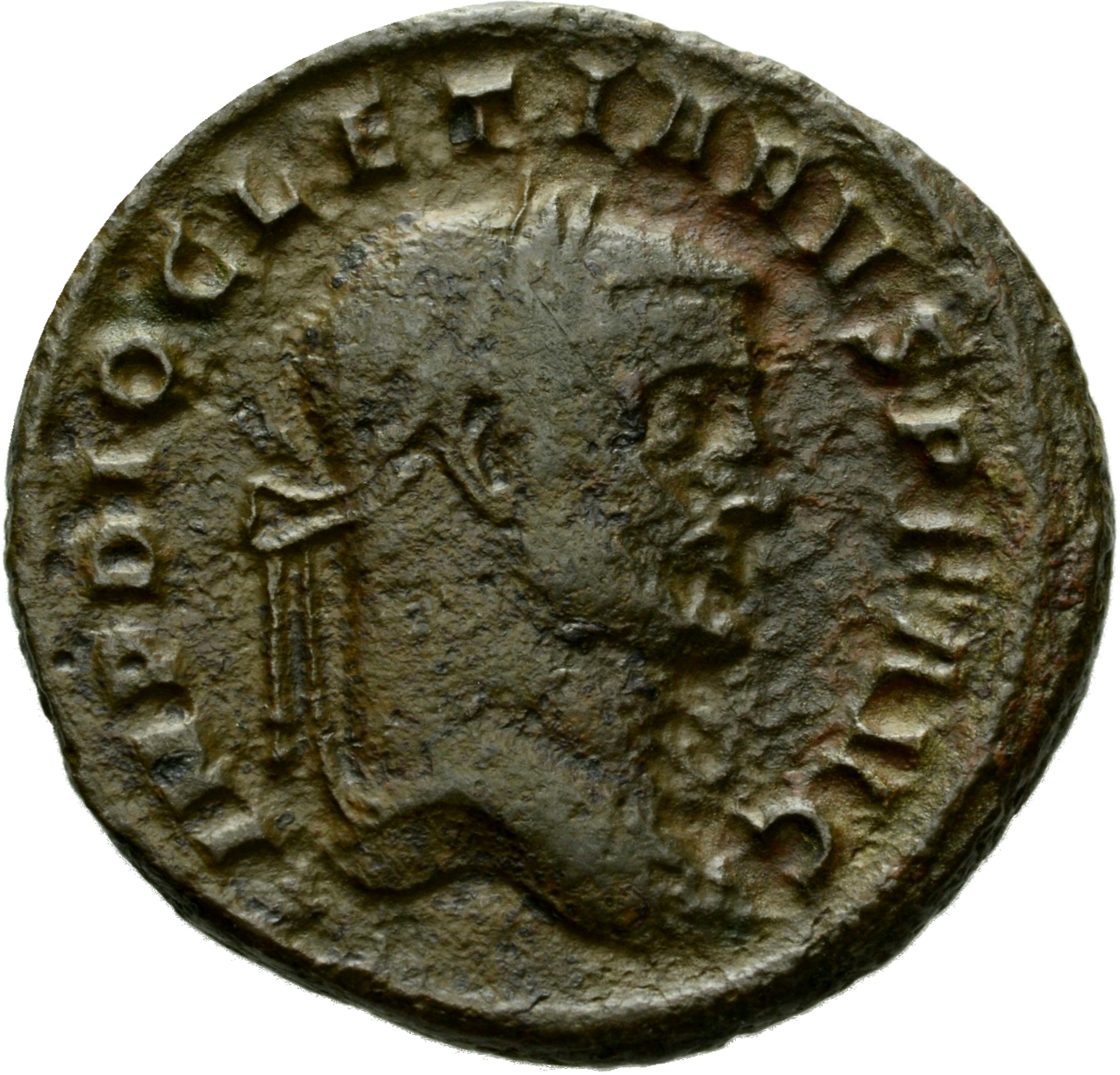 RIC VI Aquileia 23a Maximian obverse, Head of Diocletian, laureate, right