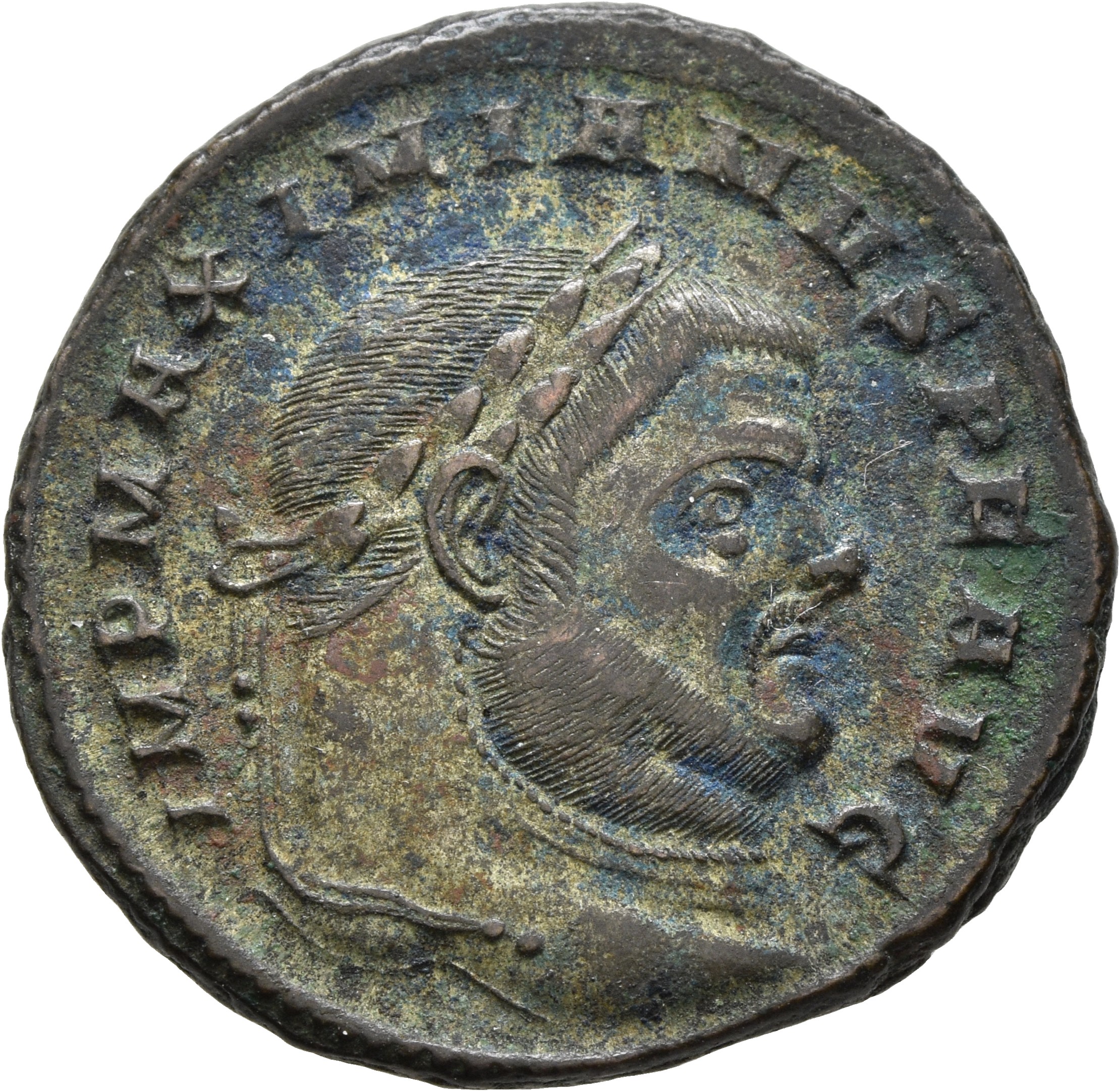 RIC VI Aquileia 25b Maximian obverse — Head of Maximian, laureate, right